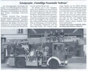 Projekt Freiwillige Feuerwehr Todtnau der Silberbergschule