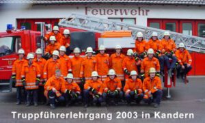 Truppführerlehrgang 2003 in Kandern bei dem drei Kameraden der Todtnauer Feuerwehr teilnahmen.